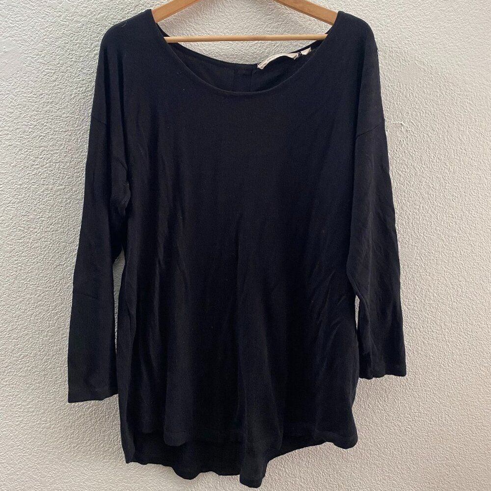 Soft Surroundings Marguiles Sweater Tunic Exaggerated Zip Back Black 2AW00 1X